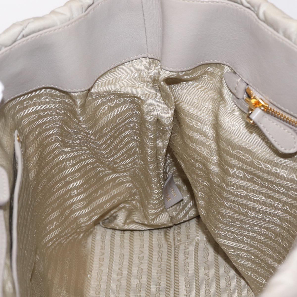PRADA Chain Tote Bag Nylon Ivory Gold Auth 210277V