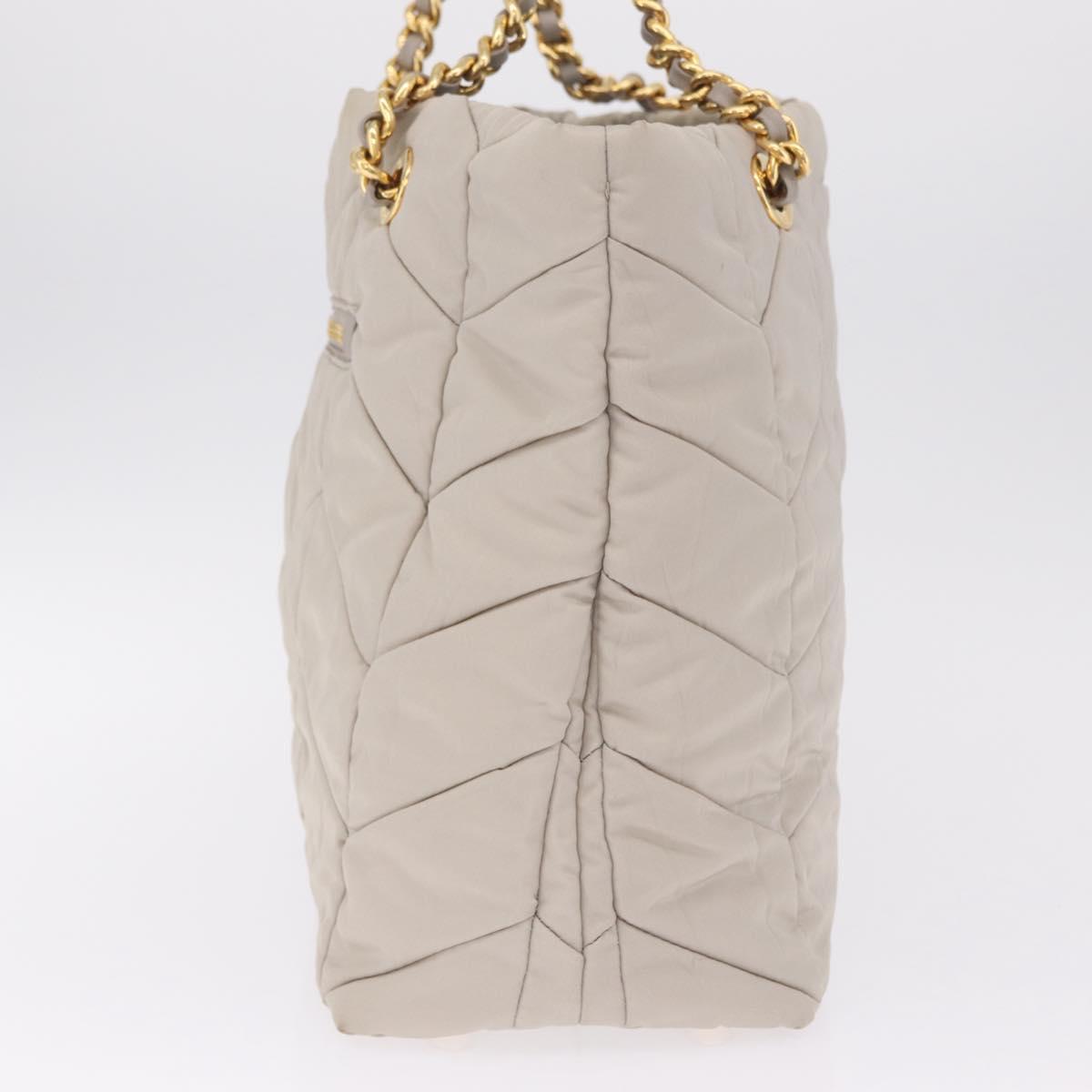 PRADA Chain Tote Bag Nylon Ivory Gold Auth 210277V