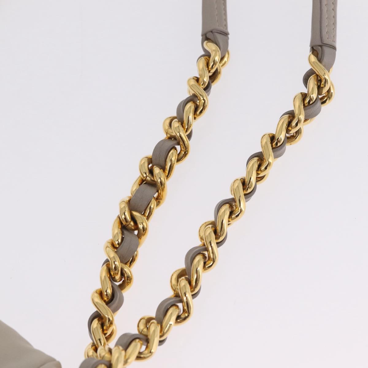 PRADA Chain Tote Bag Nylon Ivory Gold Auth 210277V