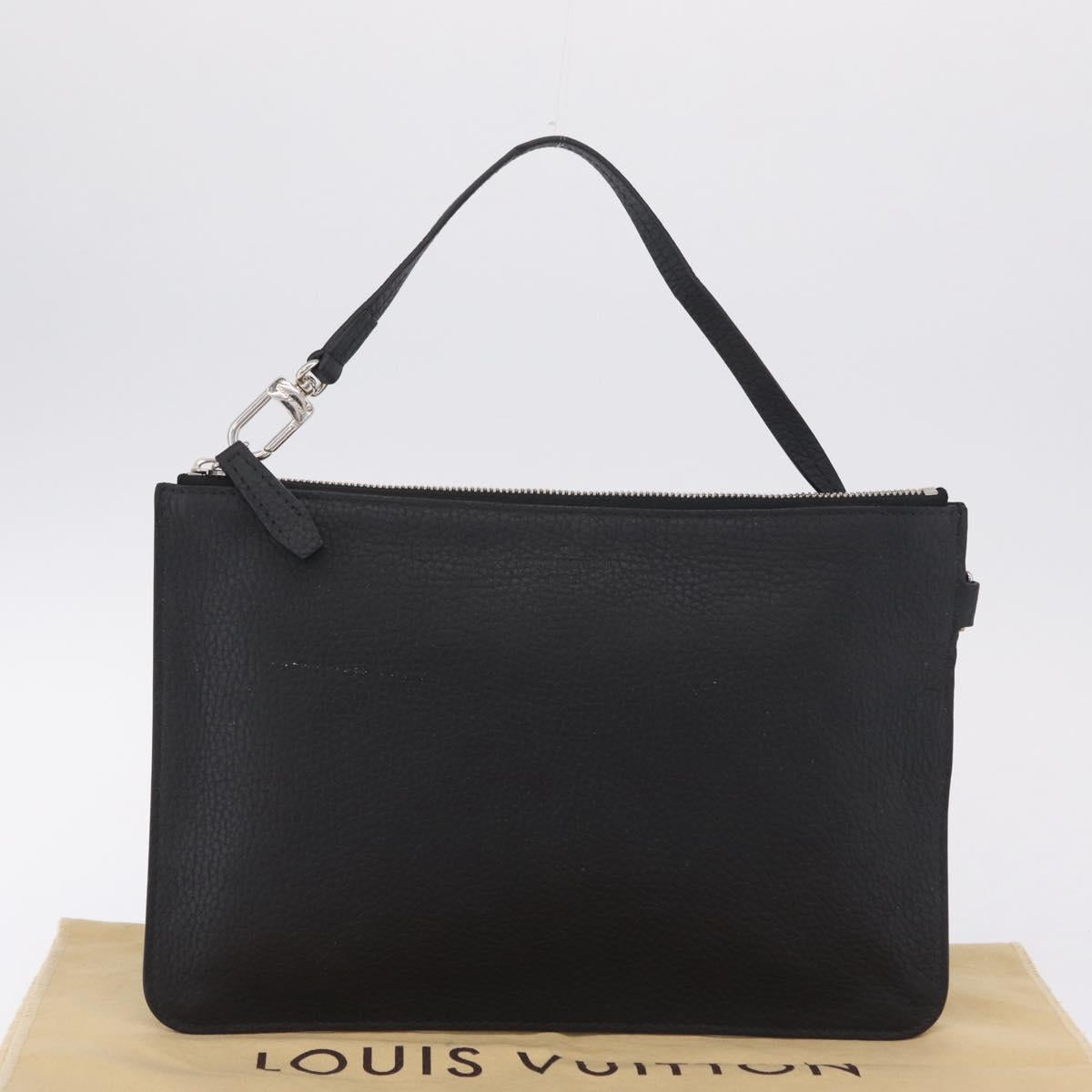 LOUIS VUITTON Cabalite Pouch Leather Black Silver LV Auth 210280A
