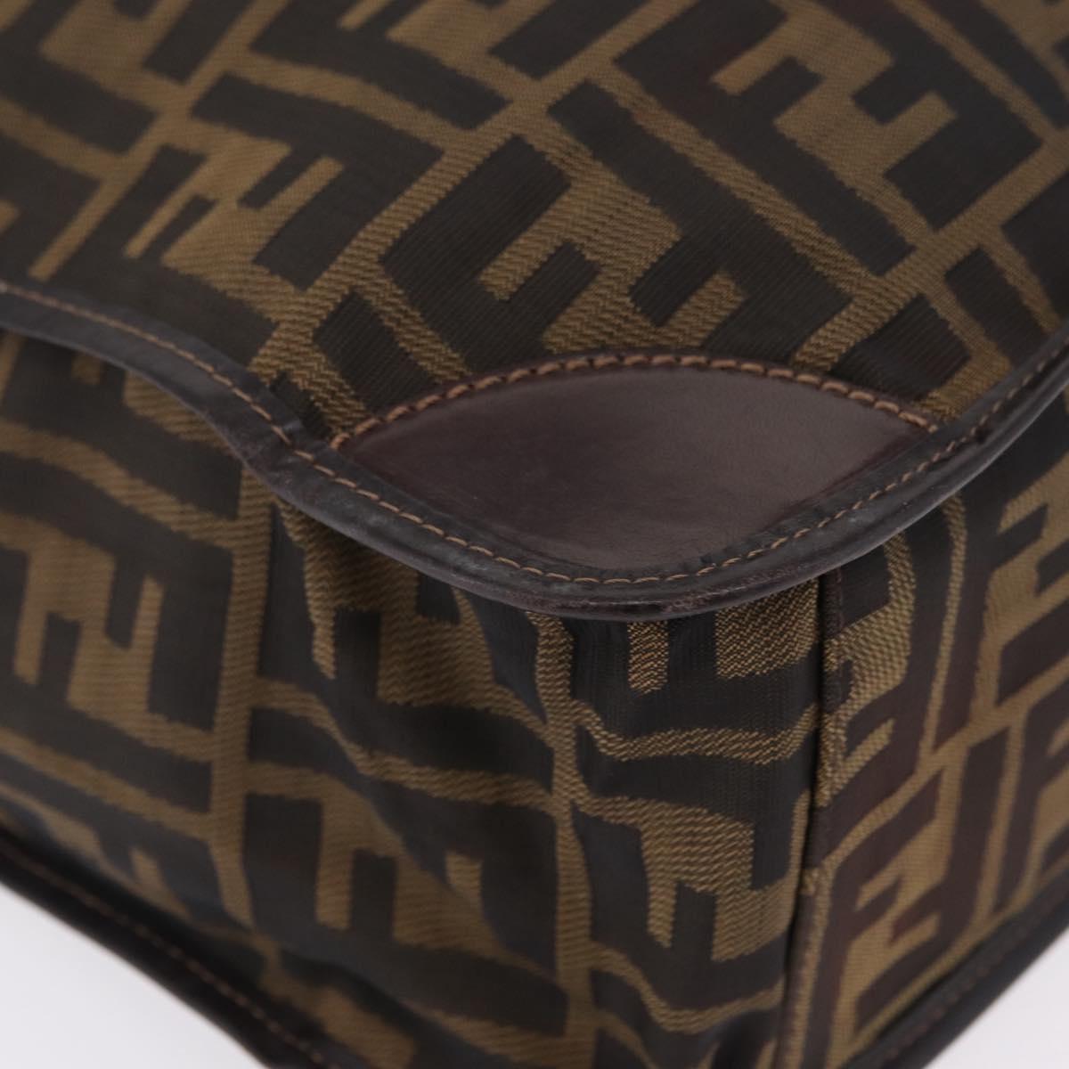 FENDI Zucca Canvas Hand Bag Black Brown Auth 210283