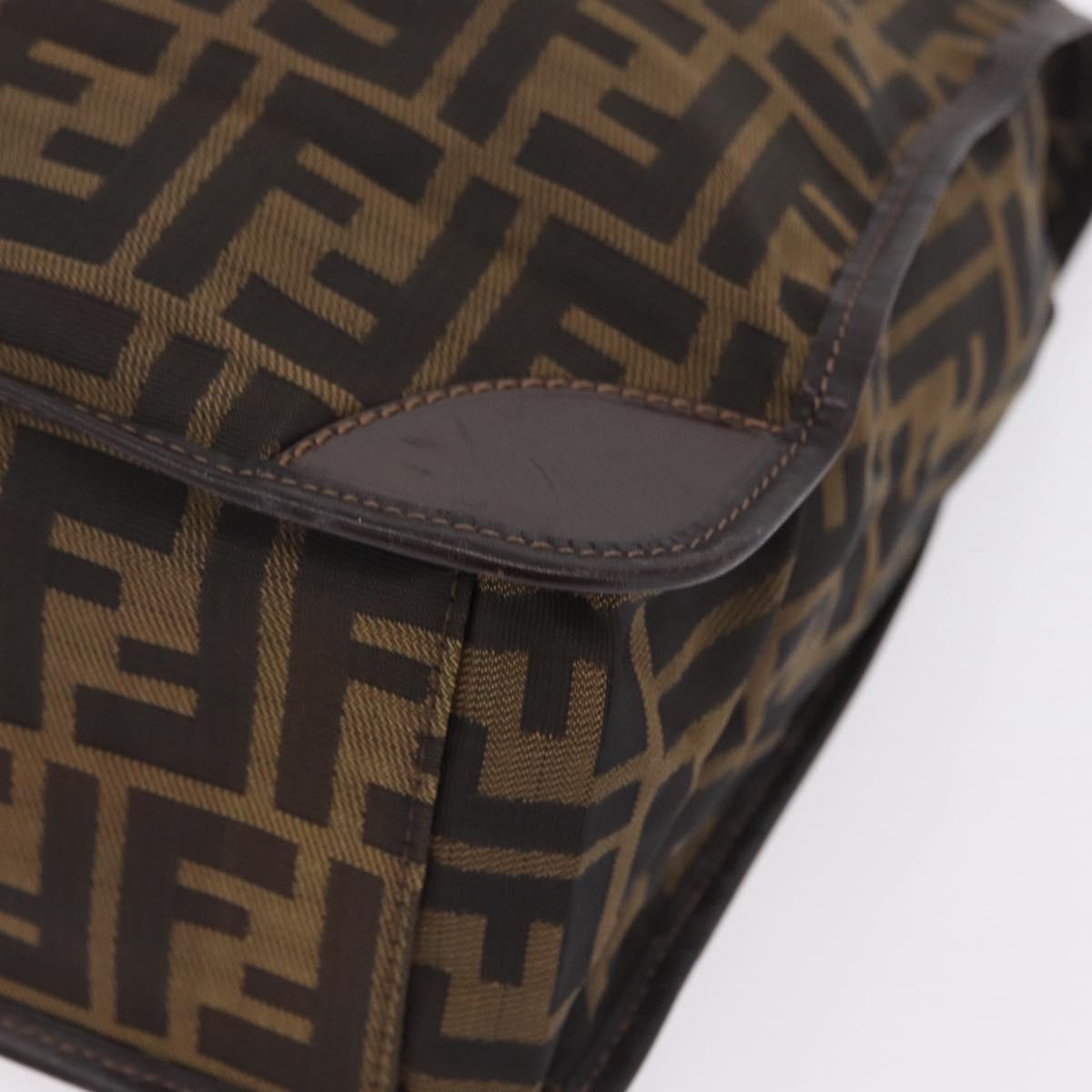 FENDI Zucca Canvas Hand Bag Black Brown Auth 210283