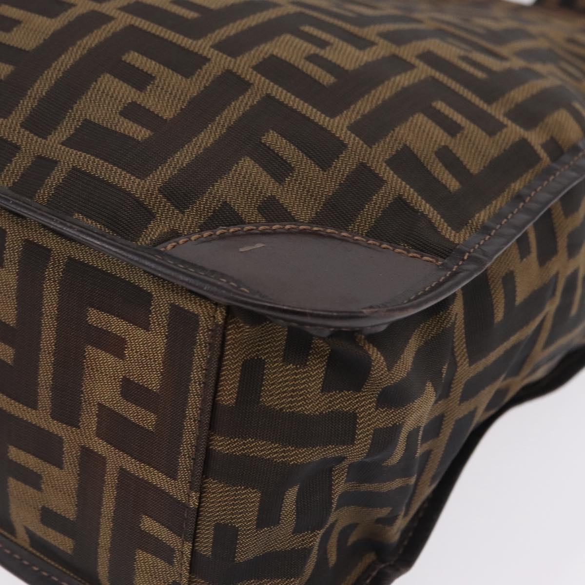 FENDI Zucca Canvas Hand Bag Black Brown Auth 210283