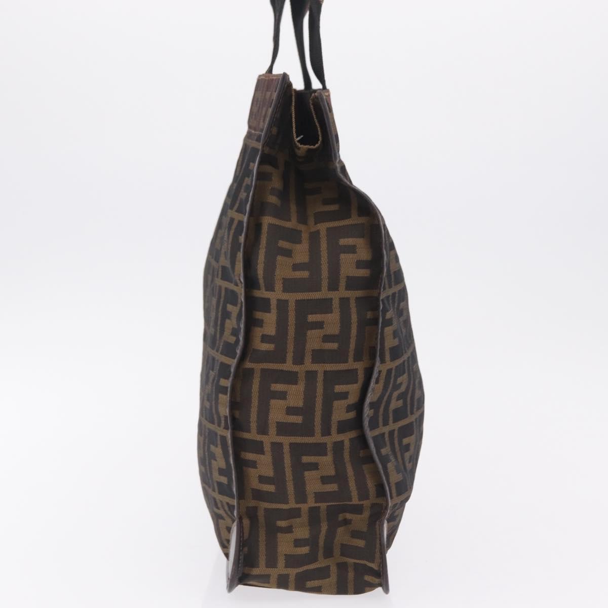FENDI Zucca Canvas Hand Bag Black Brown Auth 210283