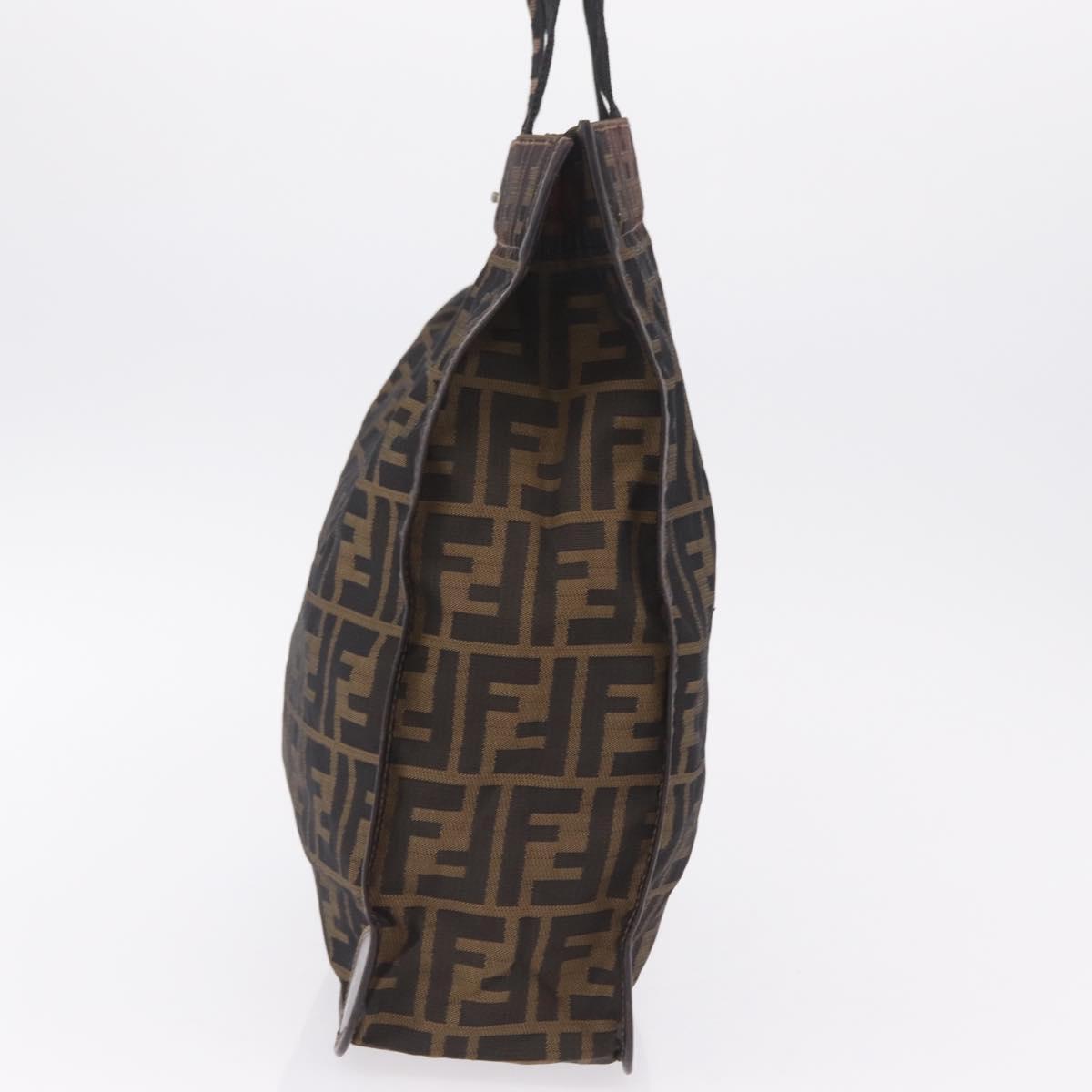 FENDI Zucca Canvas Hand Bag Black Brown Auth 210283