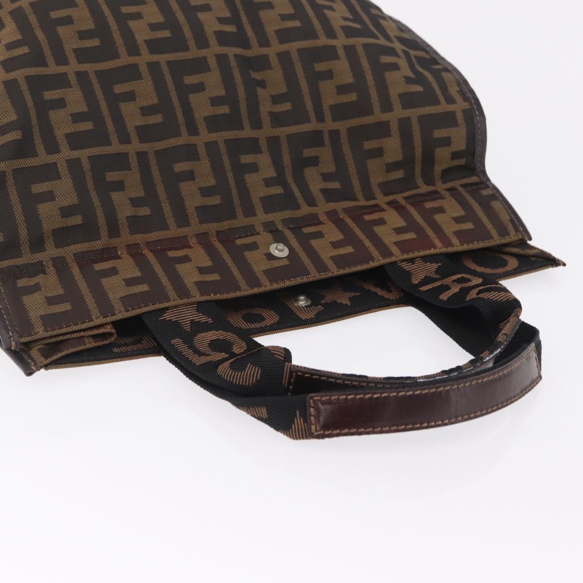FENDI Zucca Canvas Hand Bag Black Brown Auth 210283