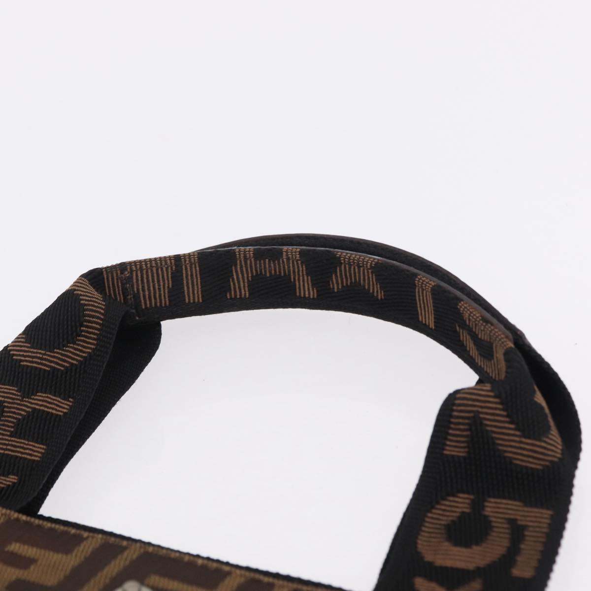 FENDI Zucca Canvas Hand Bag Black Brown Auth 210283