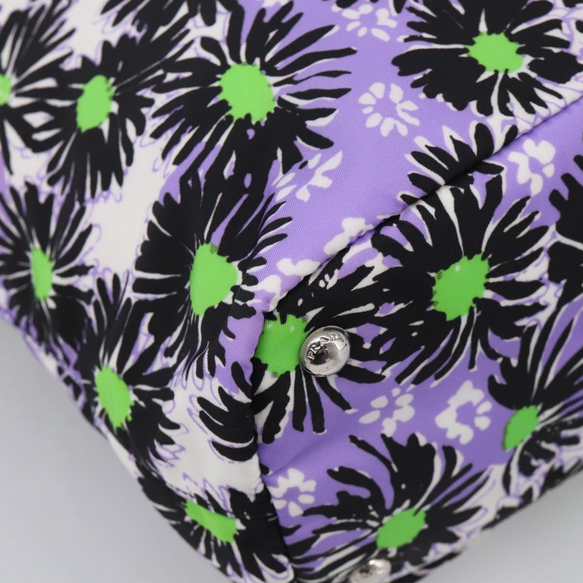 PRADA Tote Bag Nylon 2way Purple Silver Auth 210285A
