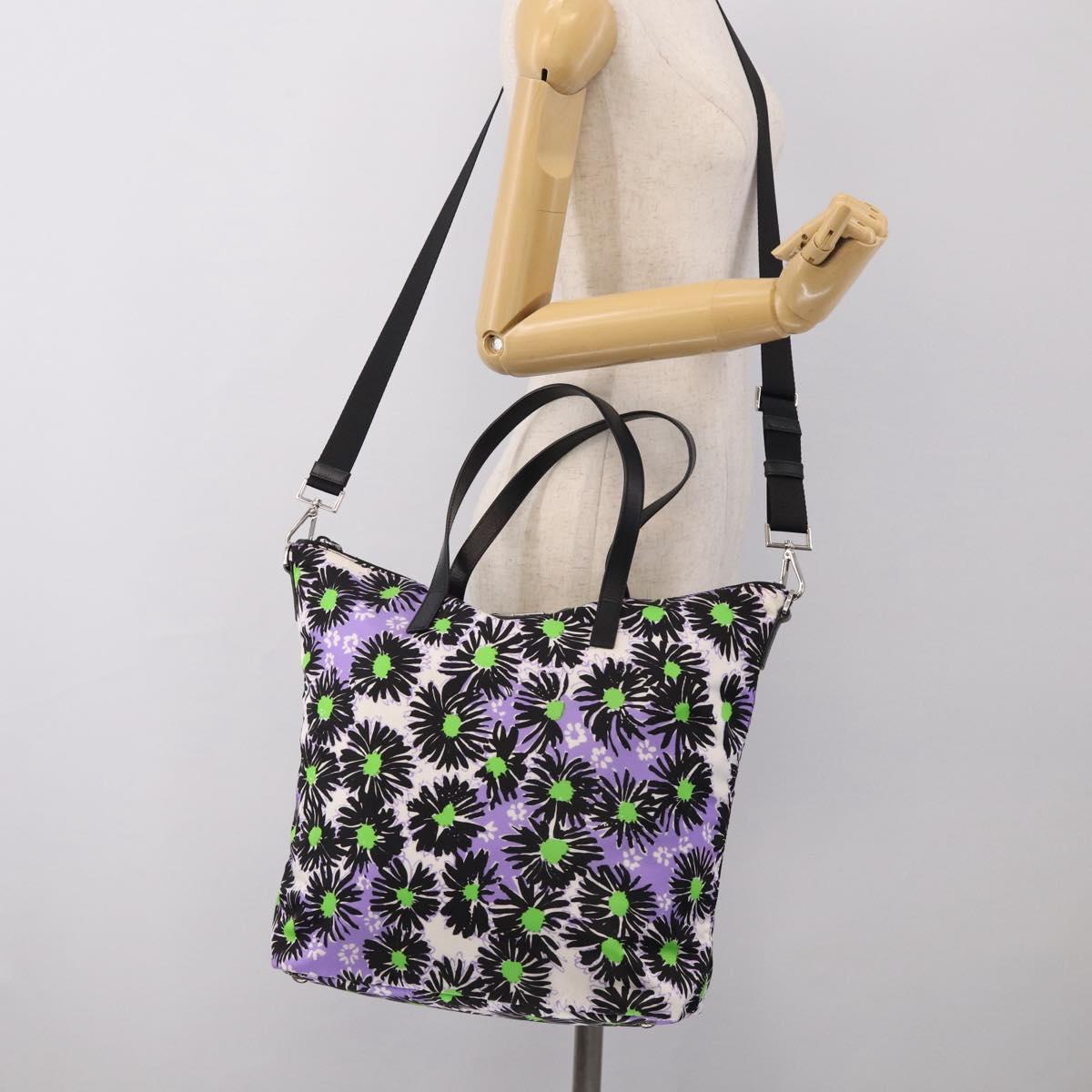 PRADA Tote Bag Nylon 2way Purple Silver Auth 210285A