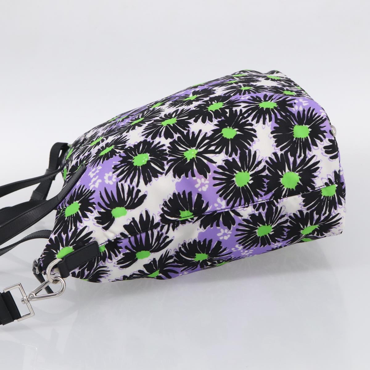 PRADA Tote Bag Nylon 2way Purple Silver Auth 210285A