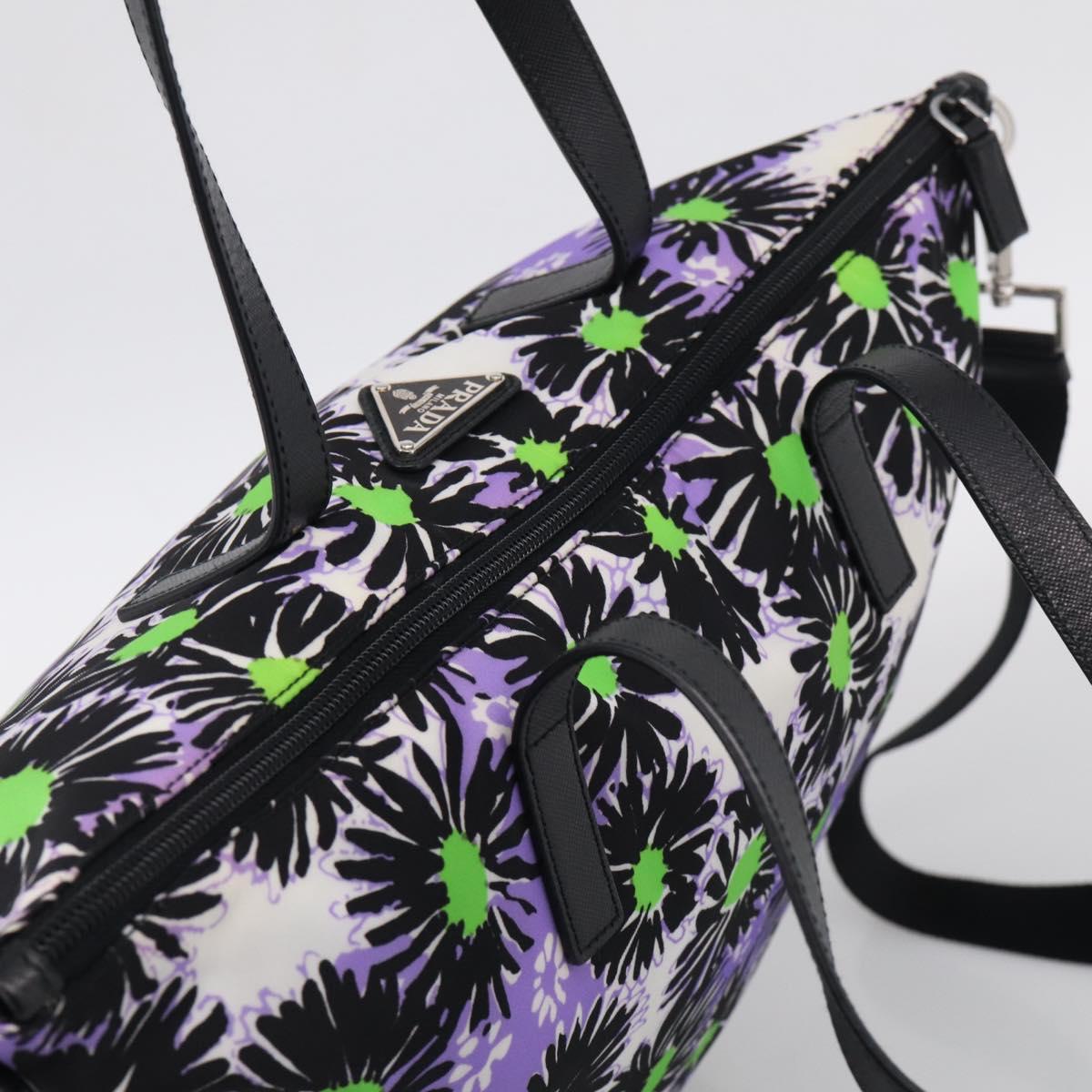 PRADA Tote Bag Nylon 2way Purple Silver Auth 210285A