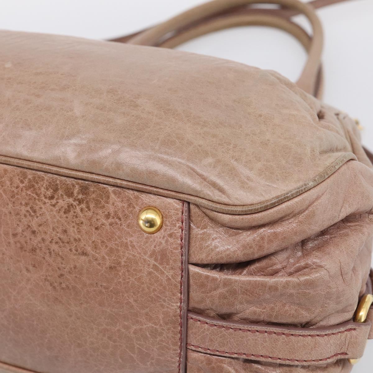 Miu Miu Matelasse Hand Bag Vitellolux 2way Pink Gold Auth 210286A