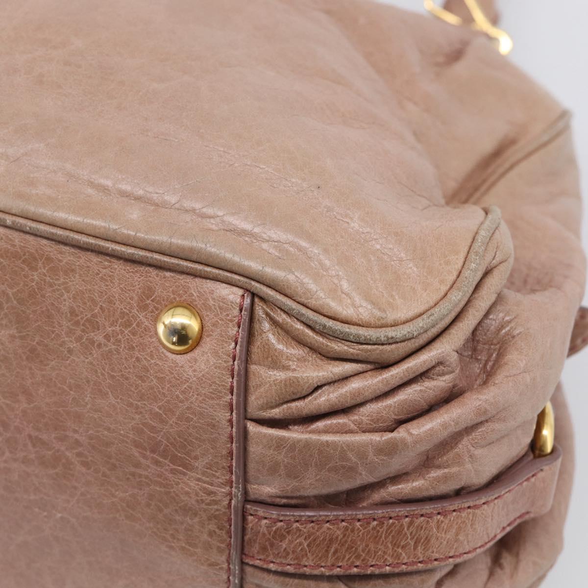 Miu Miu Matelasse Hand Bag Vitellolux 2way Pink Gold Auth 210286A