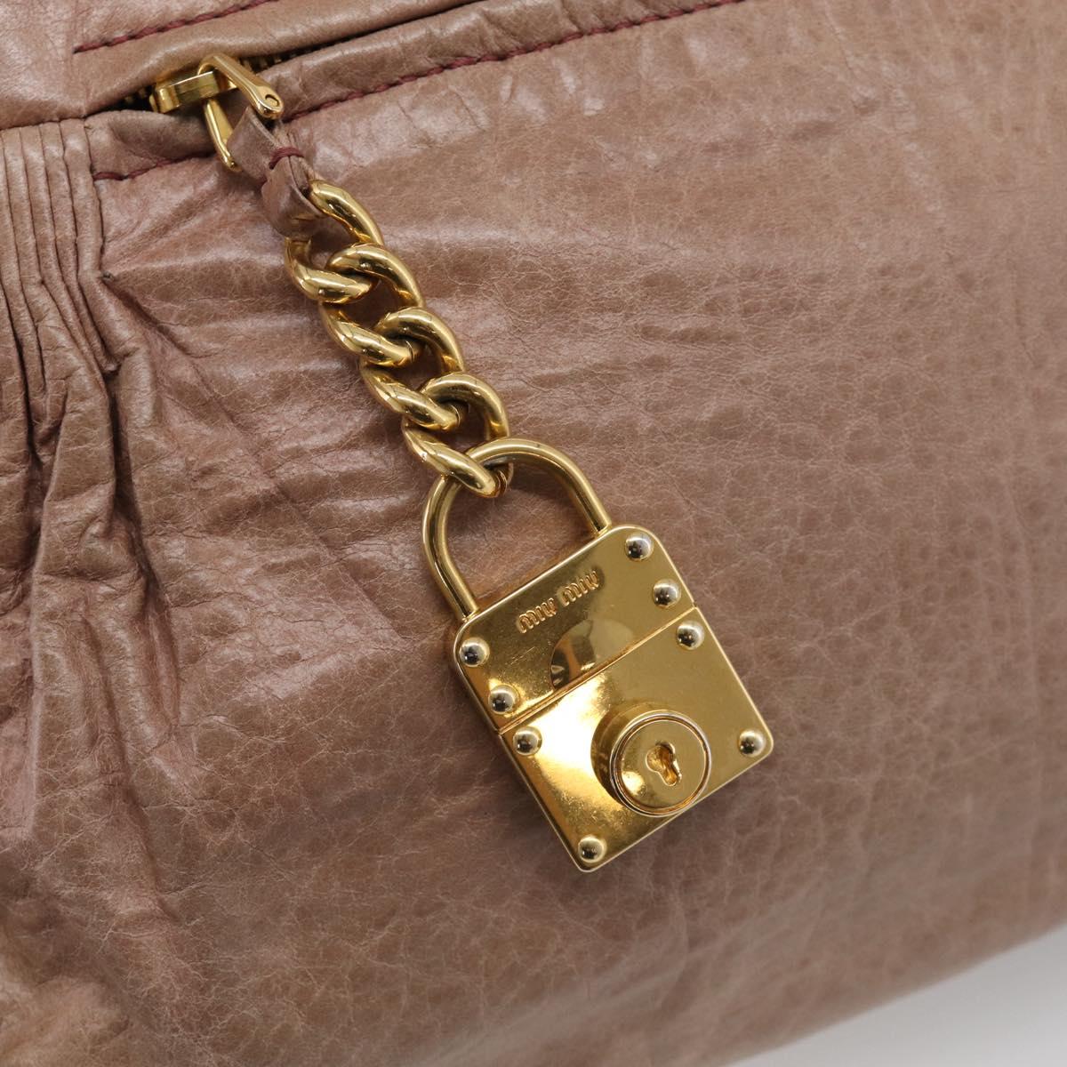 Miu Miu Matelasse Hand Bag Vitellolux 2way Pink Gold Auth 210286A