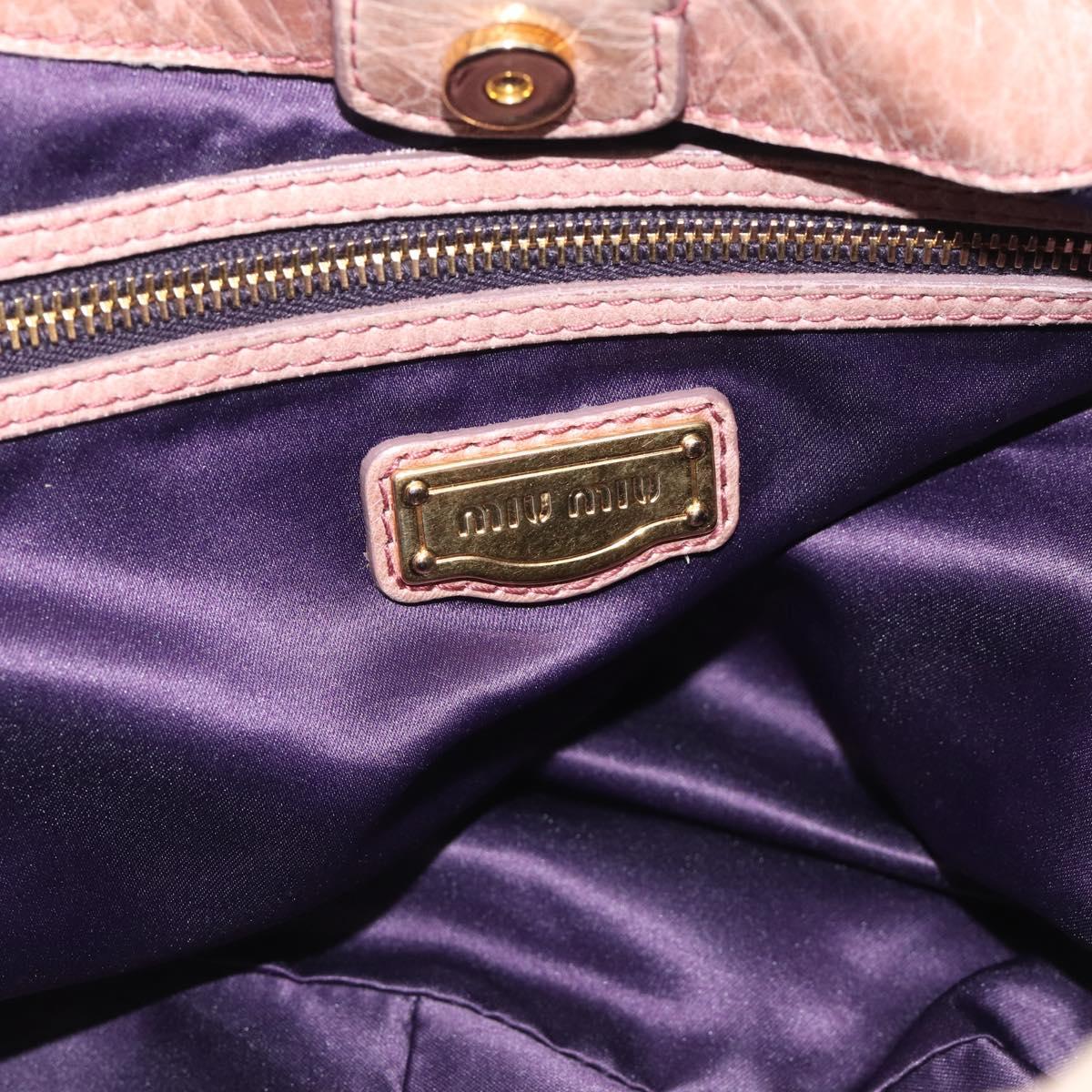 Miu Miu Matelasse Hand Bag Vitellolux 2way Pink Gold Auth 210286A
