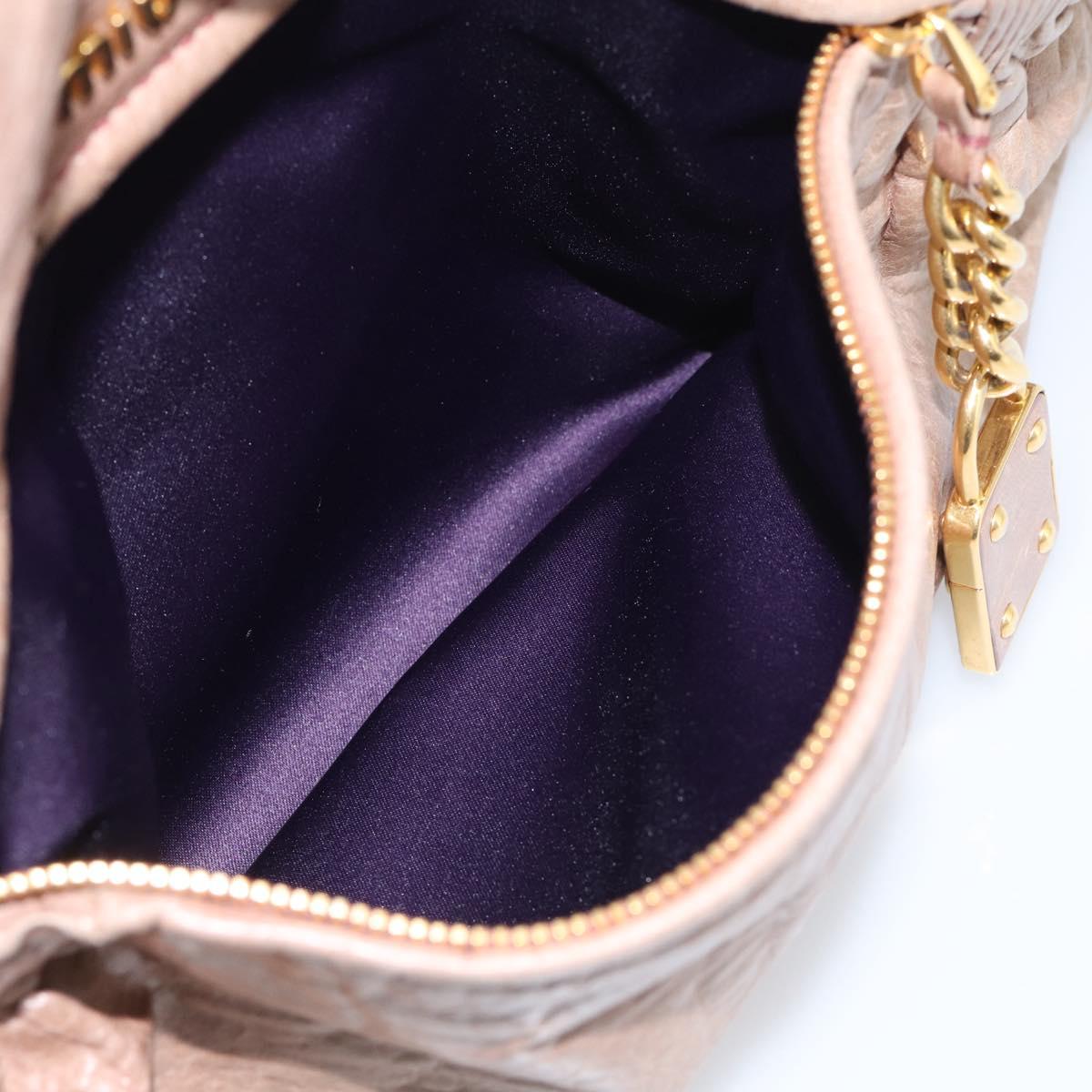 Miu Miu Matelasse Hand Bag Vitellolux 2way Pink Gold Auth 210286A