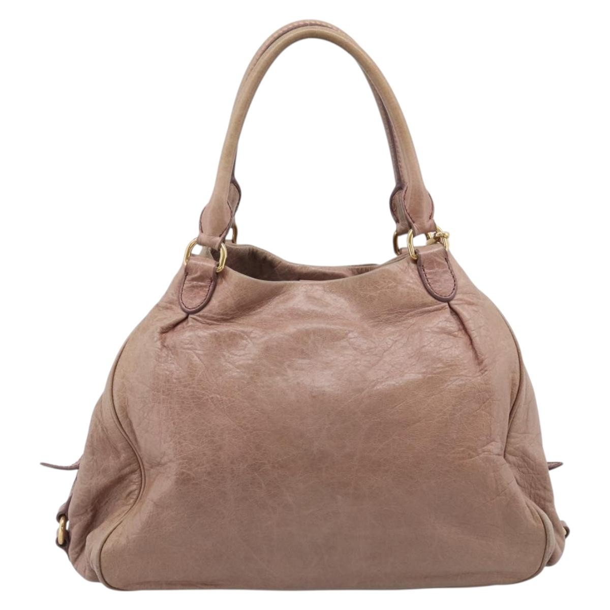 Miu Miu Matelasse Hand Bag Vitellolux 2way Pink Gold Auth 210286A