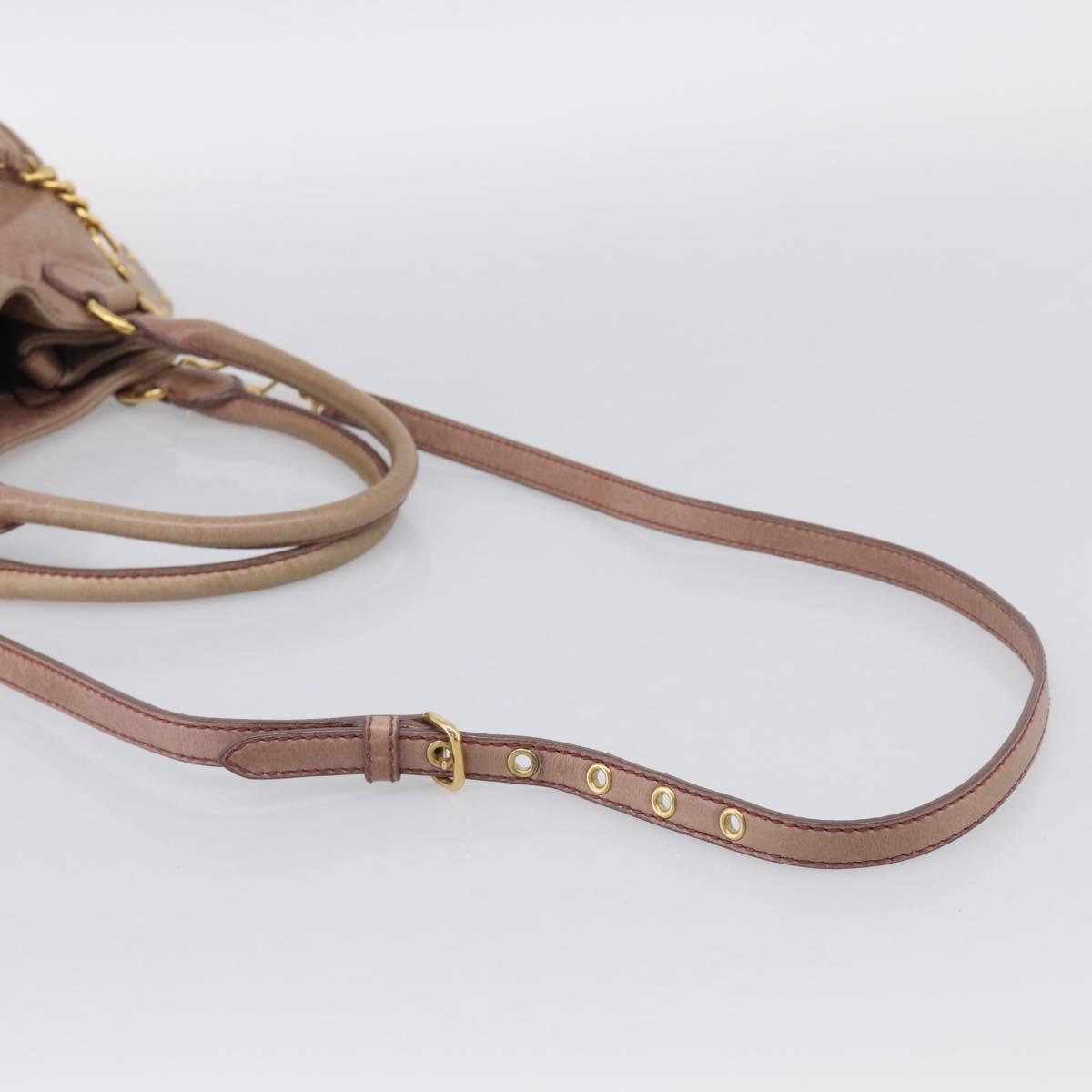 Miu Miu Matelasse Hand Bag Vitellolux 2way Pink Gold Auth 210286A