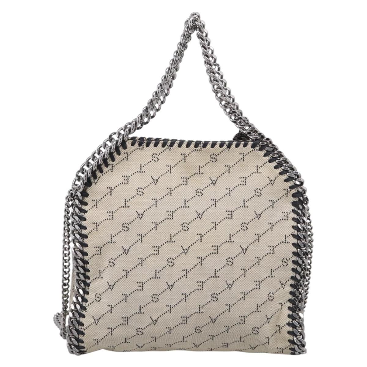 Stella McCartney Chain Falabella Bag Canvas Beige Silver 371223 Auth 210289A