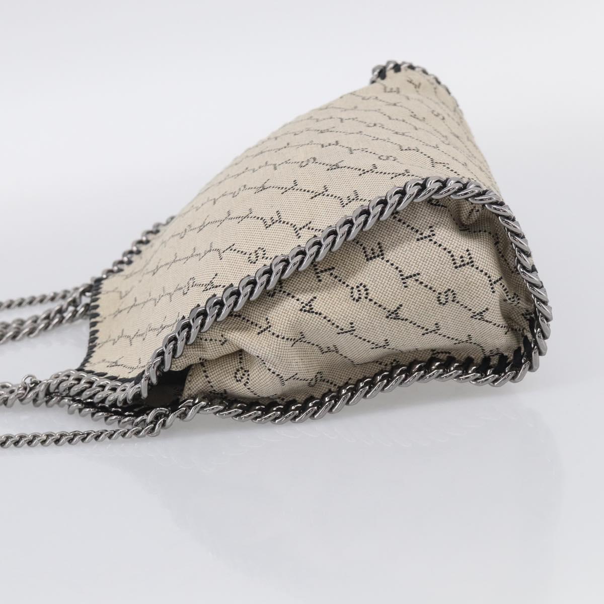 Stella McCartney Chain Falabella Bag Canvas Beige Silver 371223 Auth 210289A