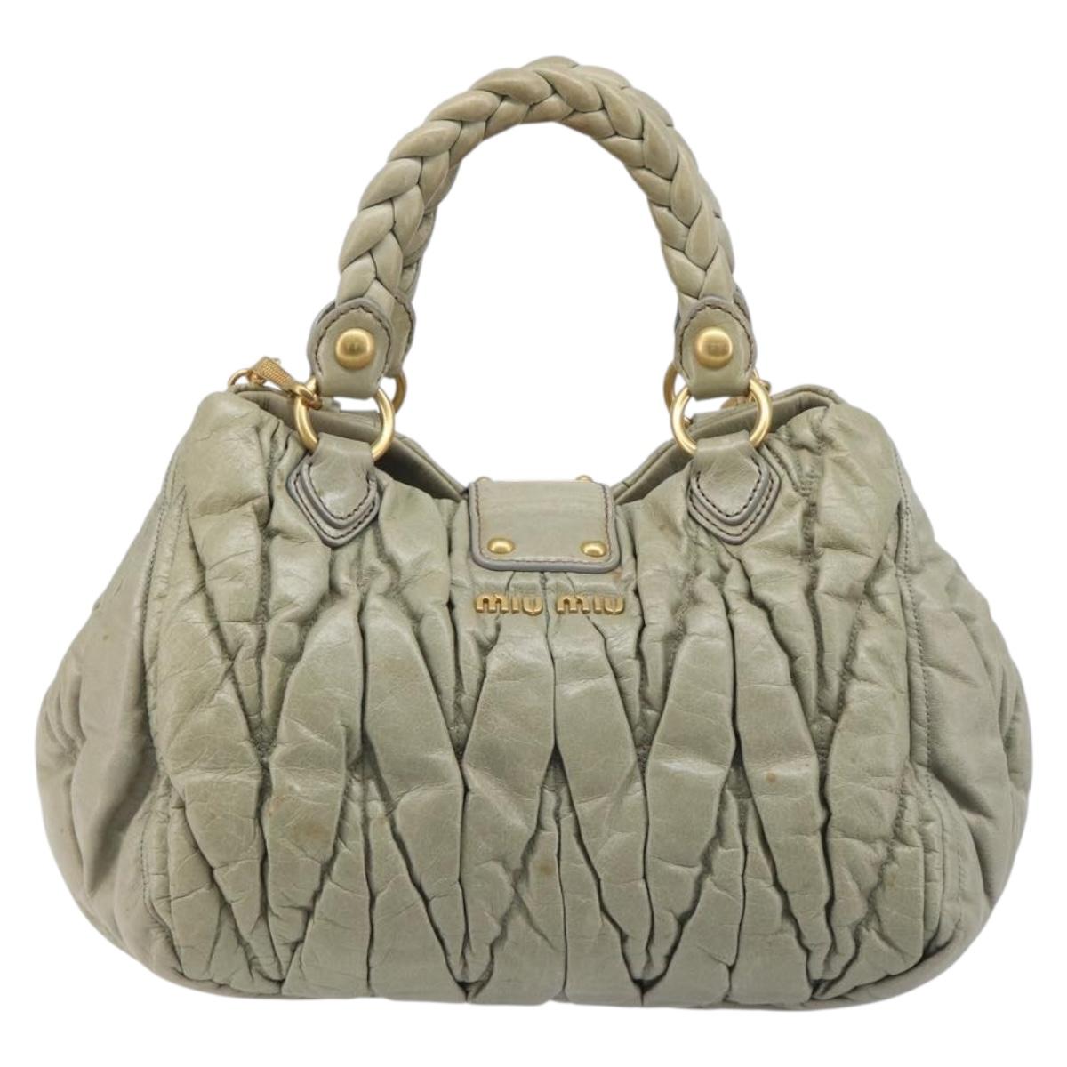 Miu Miu Matelasse Hand Bag Vitellolux 2way Beige Gold Auth 210290A