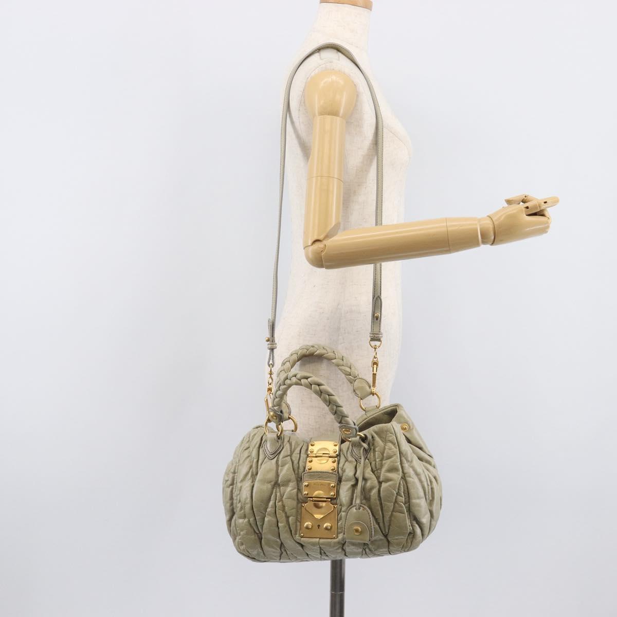 Miu Miu Matelasse Hand Bag Vitellolux 2way Beige Gold Auth 210290A