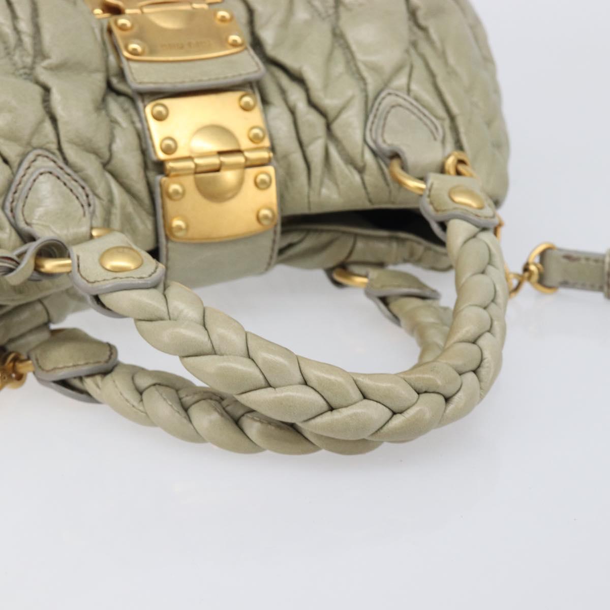 Miu Miu Matelasse Hand Bag Vitellolux 2way Beige Gold Auth 210290A
