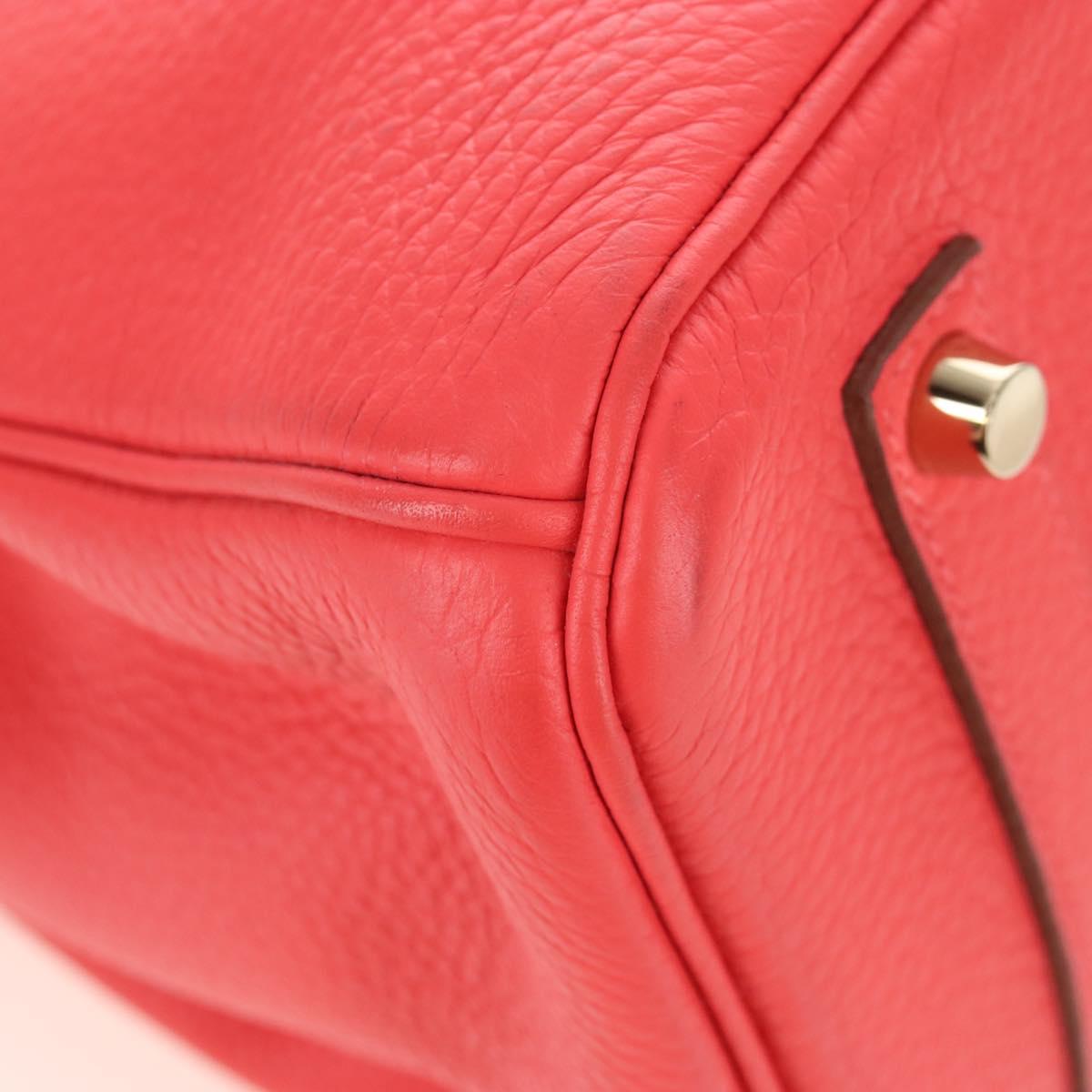 HERMES Birkin 35 Hand Bag Taurillon ClemenceLeather Red Gold Auth 210295SM