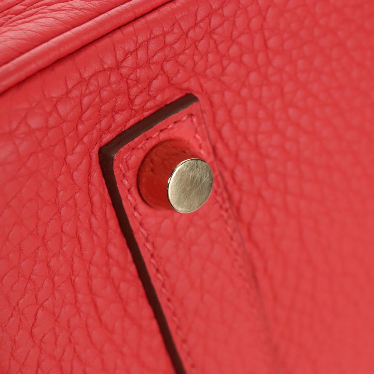 HERMES Birkin 35 Hand Bag Taurillon ClemenceLeather Red Gold Auth 210295SM