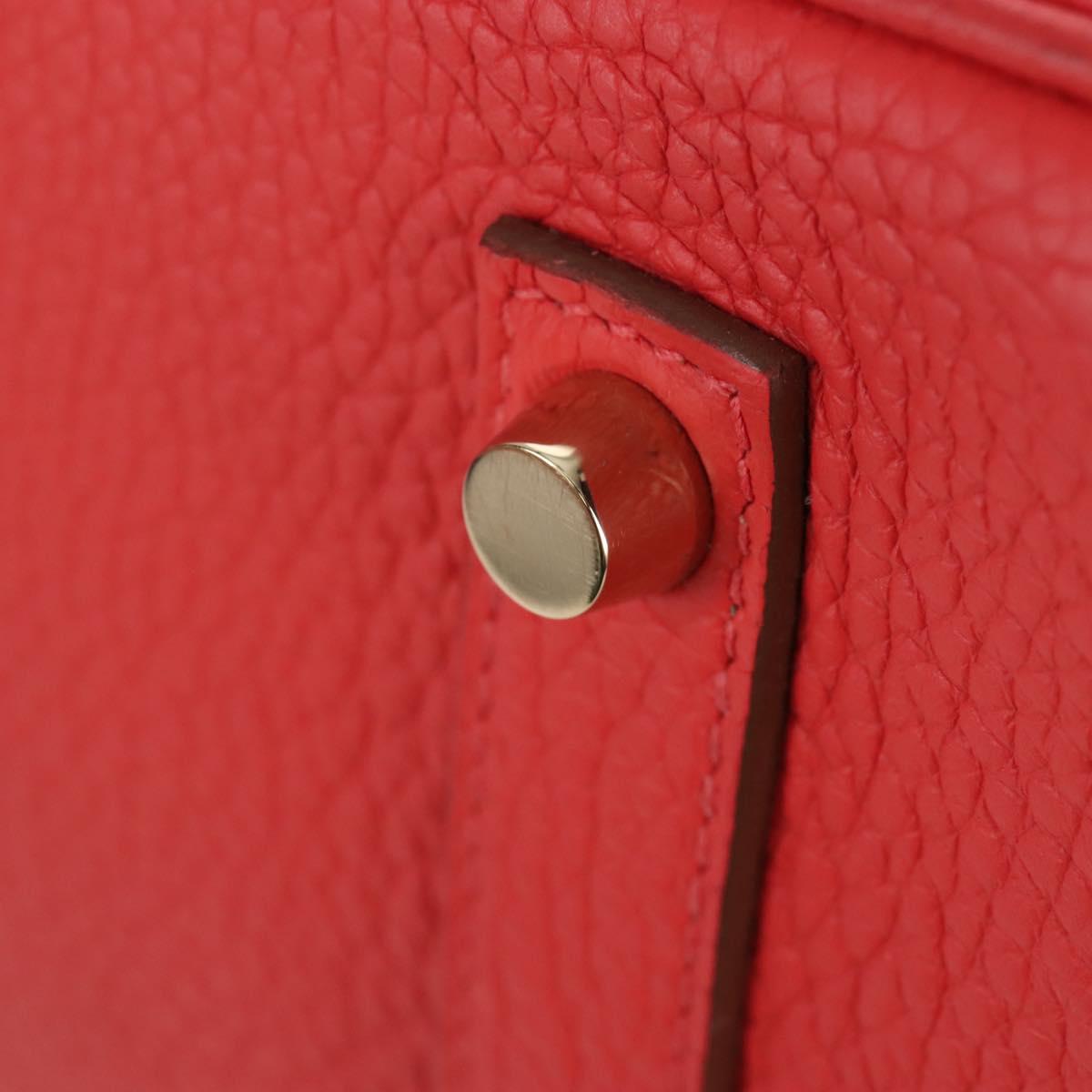 HERMES Birkin 35 Hand Bag Taurillon ClemenceLeather Red Gold Auth 210295SM