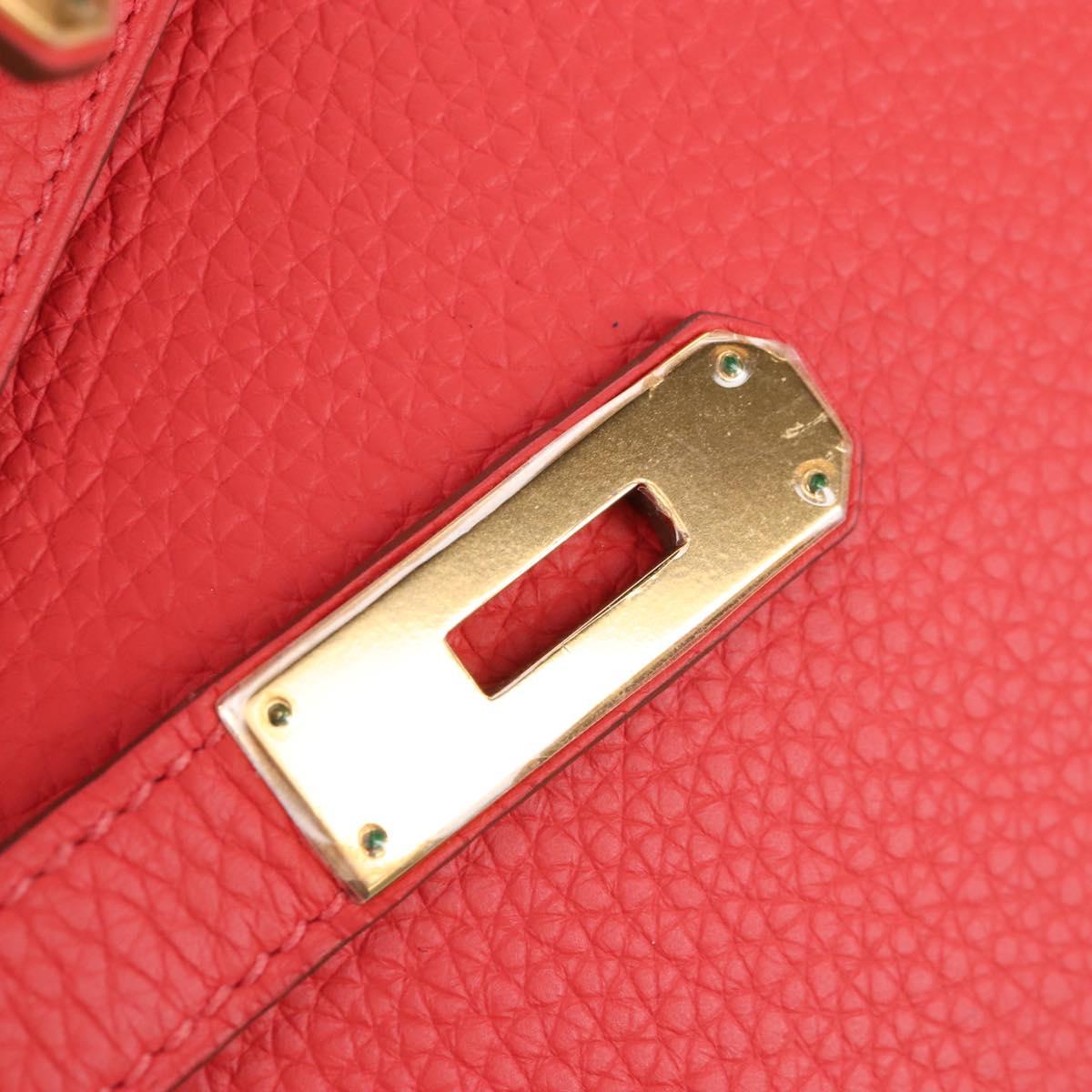 HERMES Birkin 35 Hand Bag Taurillon ClemenceLeather Red Gold Auth 210295SM