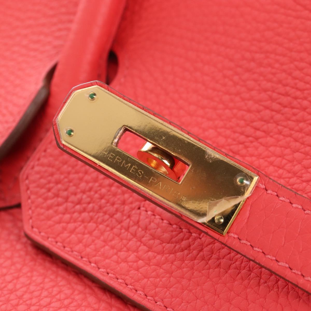 HERMES Birkin 35 Hand Bag Taurillon ClemenceLeather Red Gold Auth 210295SM