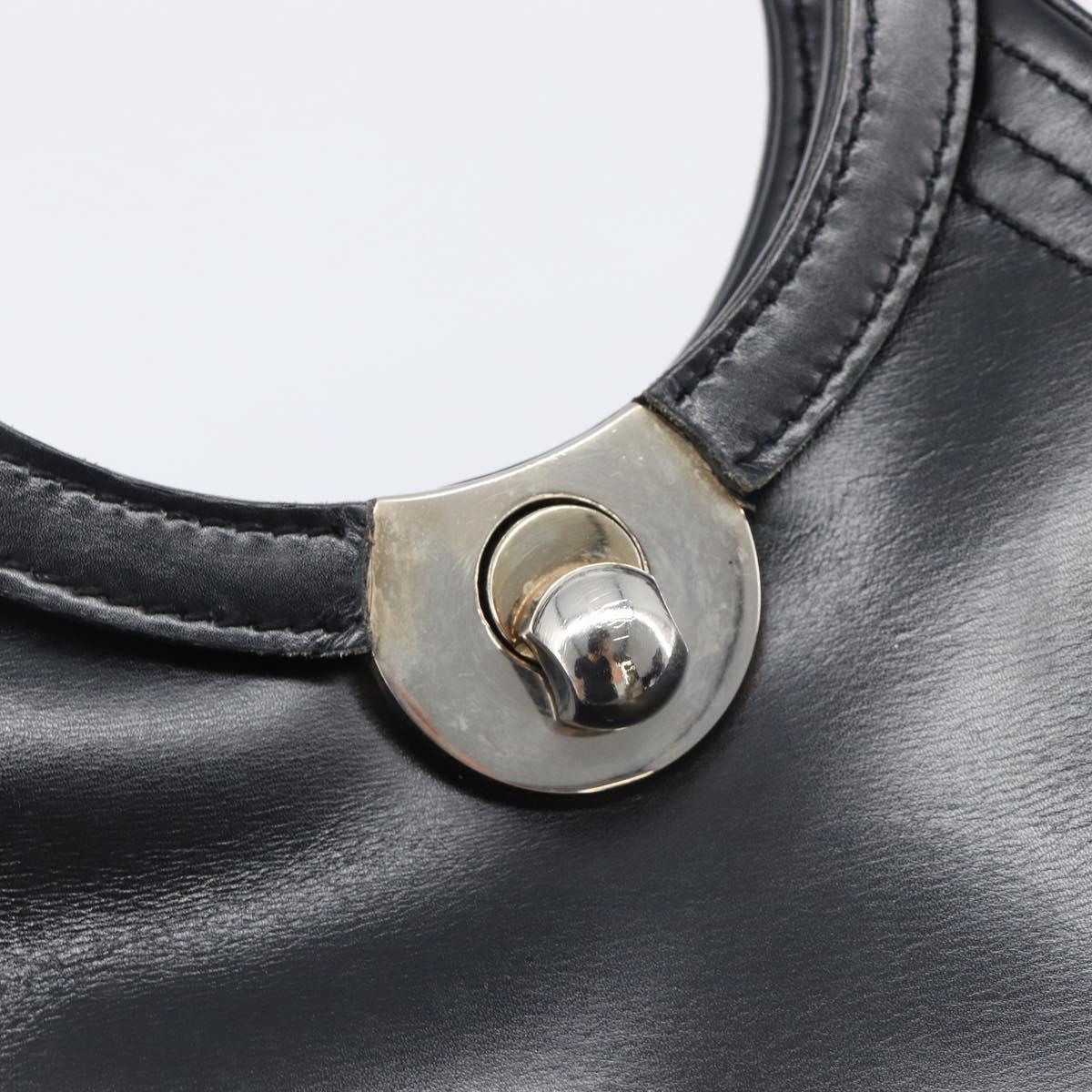 LOEWE Hand Bag Leather Black Auth 210296