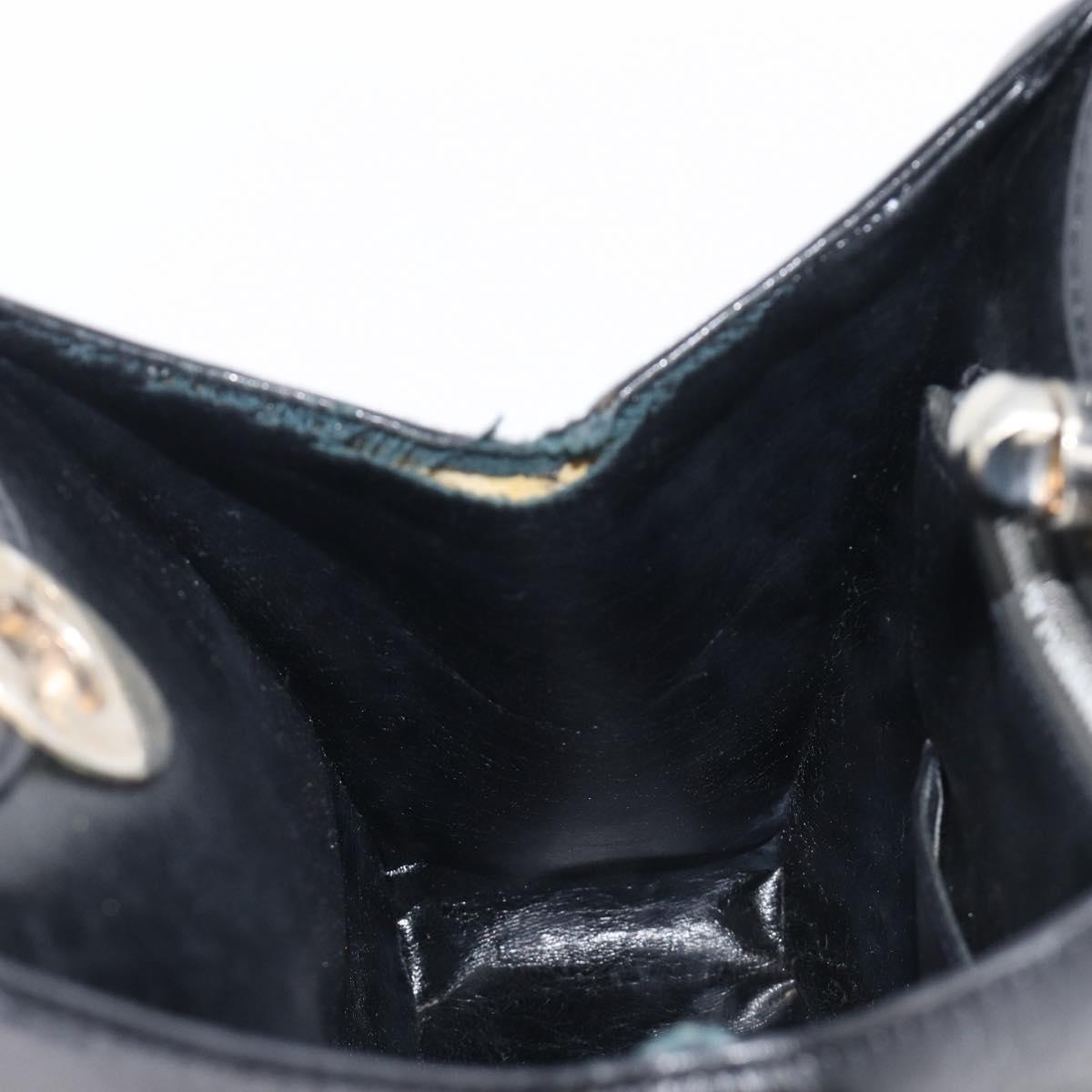 LOEWE Hand Bag Leather Black Auth 210296