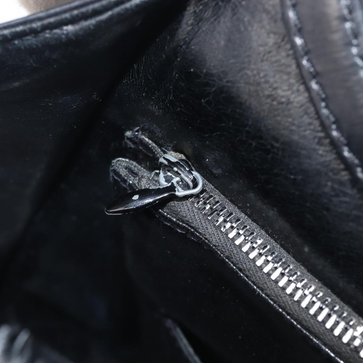 LOEWE Hand Bag Leather Black Auth 210296