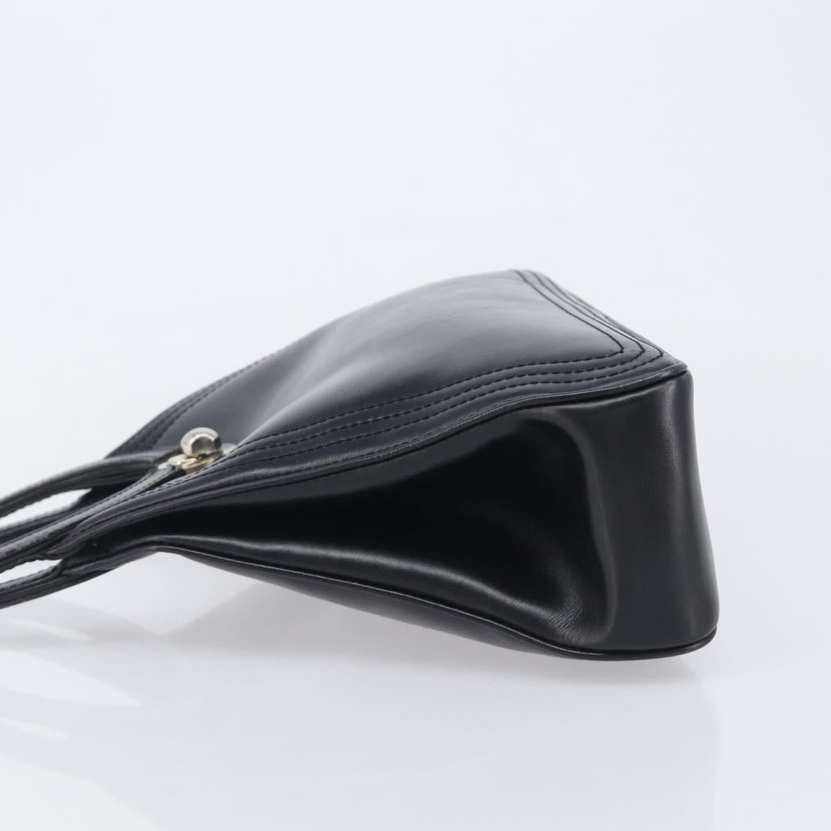 LOEWE Hand Bag Leather Black Auth 210296