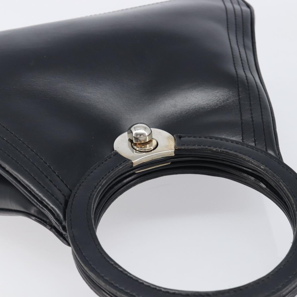 LOEWE Hand Bag Leather Black Auth 210296
