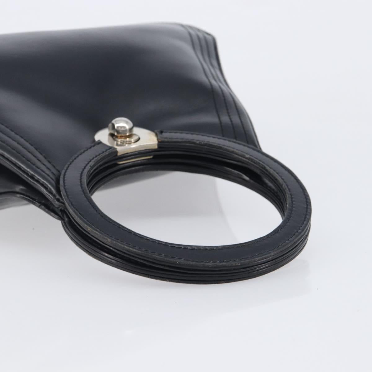 LOEWE Hand Bag Leather Black Auth 210296