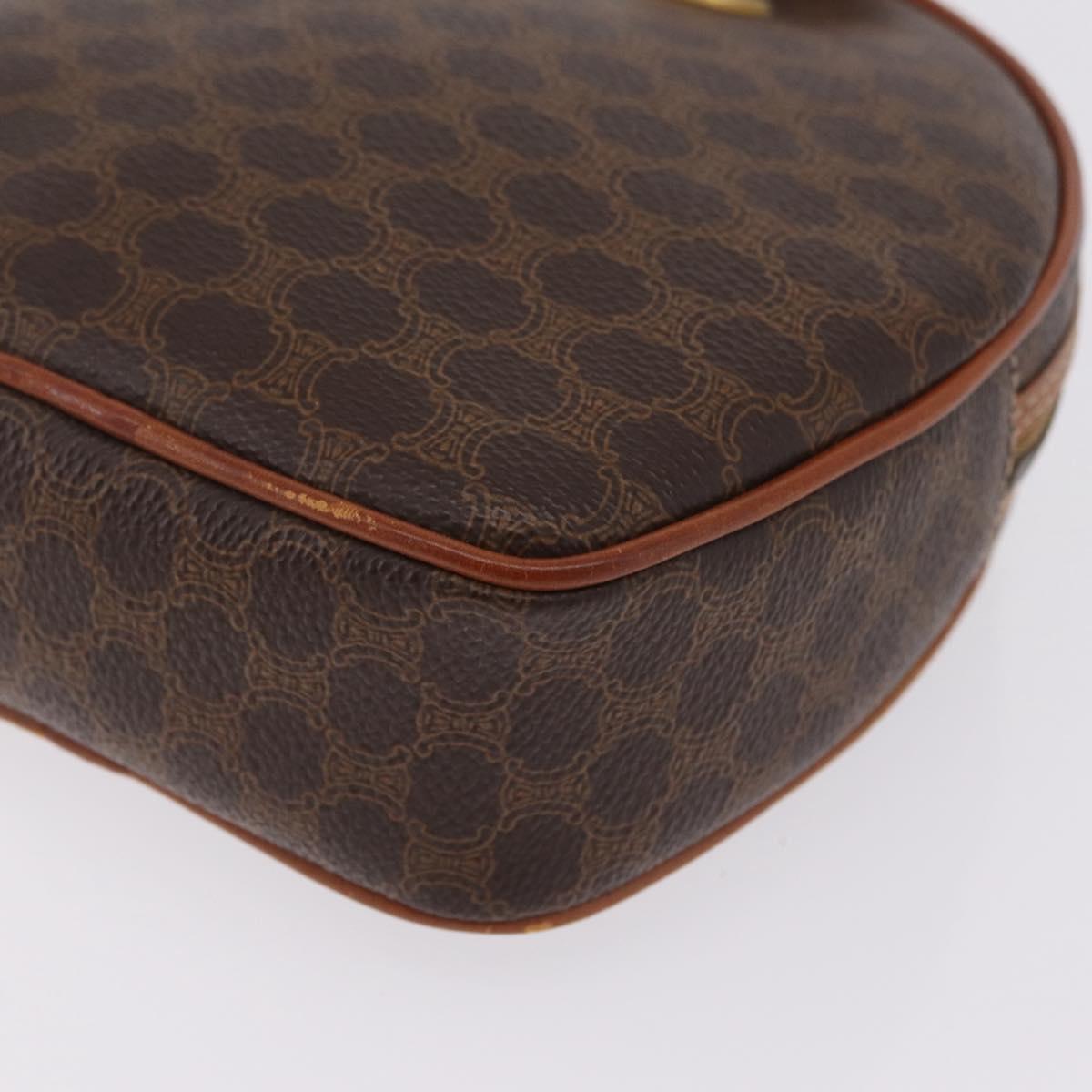CELINE Macadam Canvas Circle Shoulder Bag PVC Leather Brown Gold Auth 210297