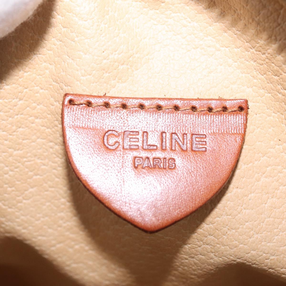 CELINE Macadam Canvas Circle Shoulder Bag PVC Leather Brown Gold Auth 210297