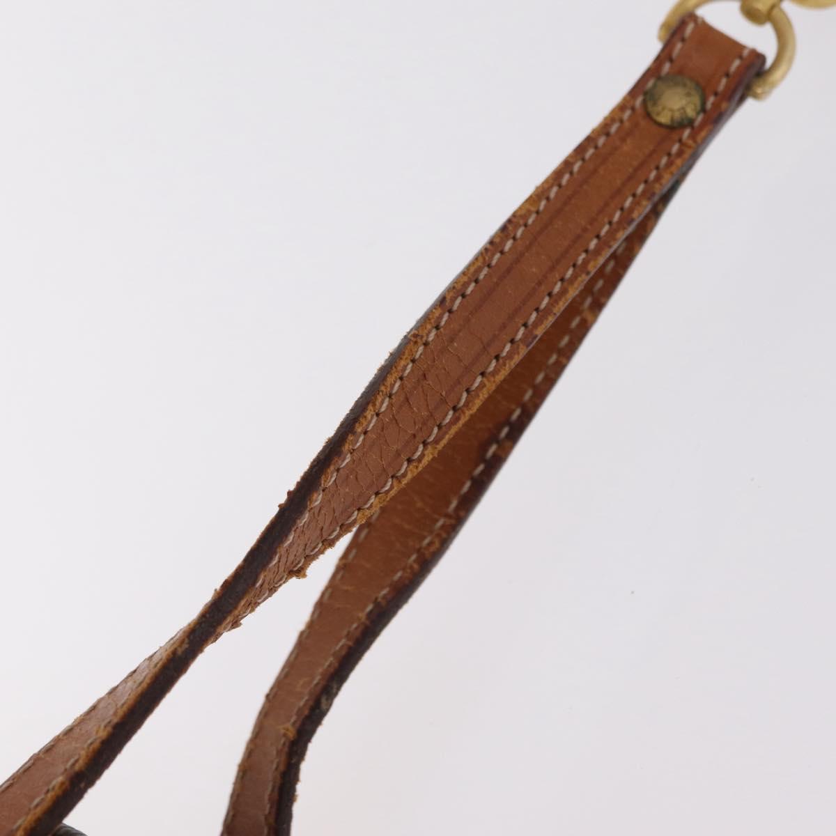 CELINE Macadam Canvas Circle Shoulder Bag PVC Leather Brown Gold Auth 210297