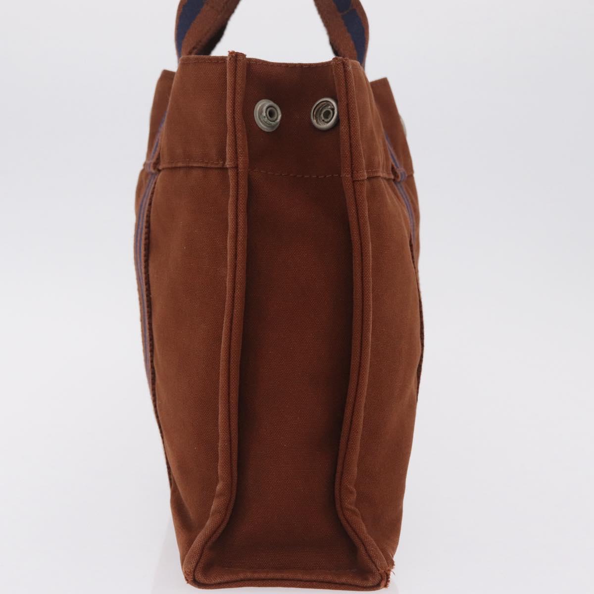HERMES New Fourre Tout PM Hand Bag Canvas Brown Silver Auth 210299