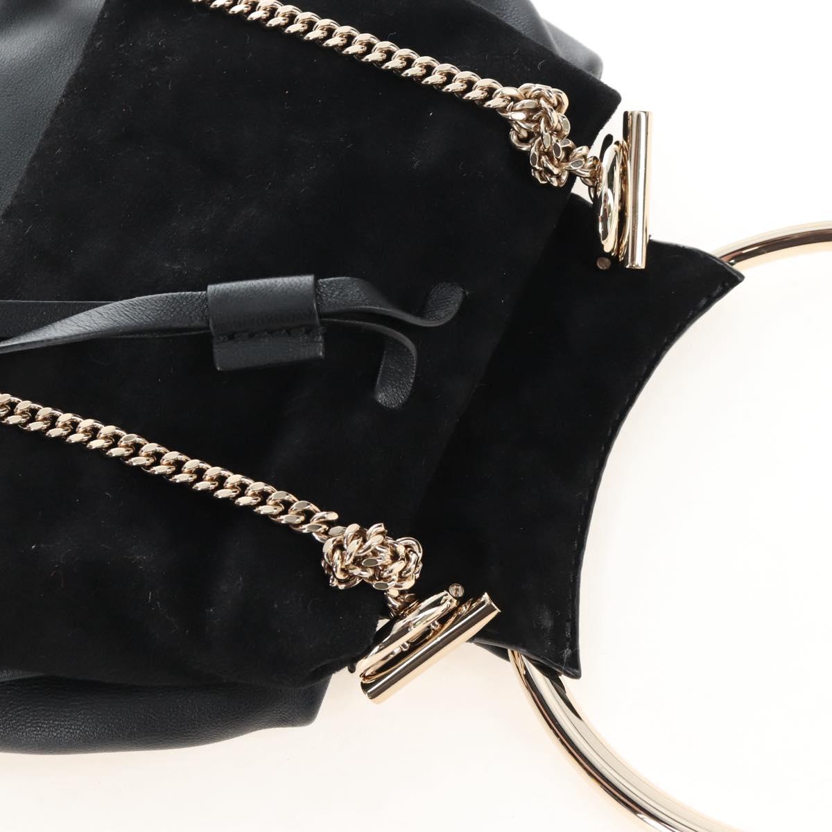 Chloe Chain Arlene Shoulder Bag Leather 2way Black Gold Auth 210301V