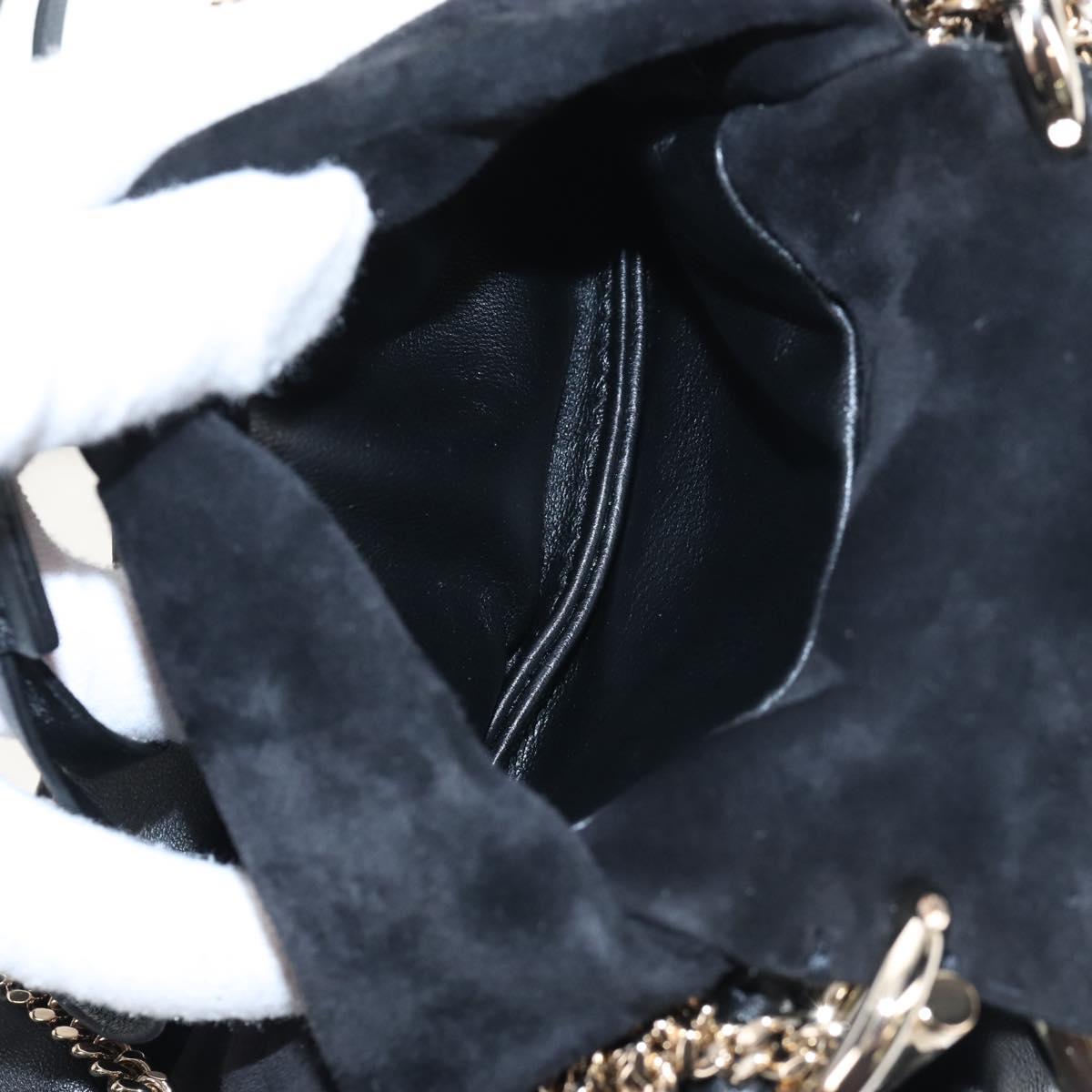 Chloe Chain Arlene Shoulder Bag Leather 2way Black Gold Auth 210301V