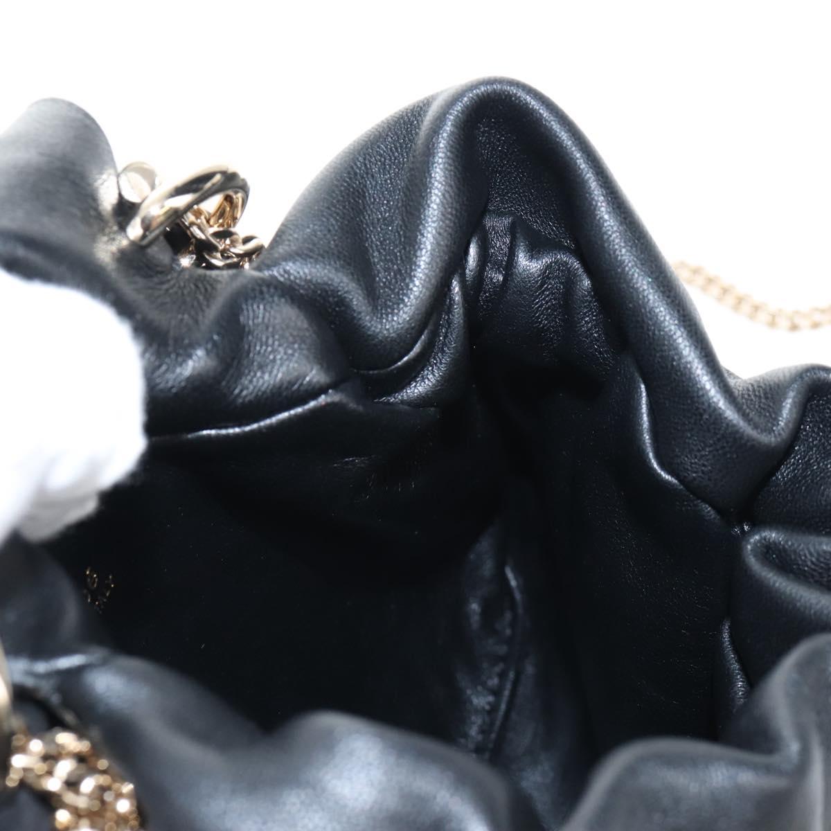 Chloe Chain Arlene Shoulder Bag Leather 2way Black Gold Auth 210301V