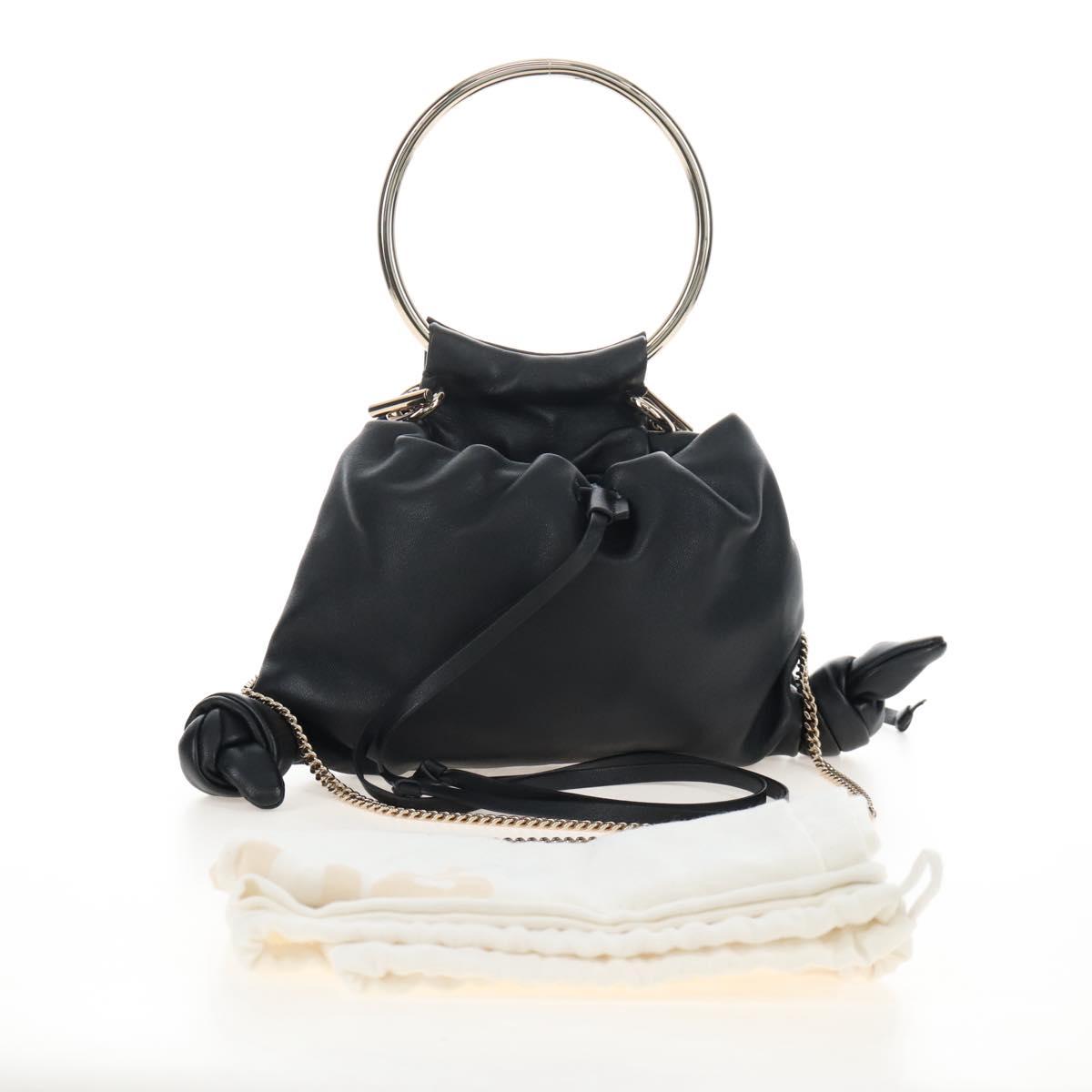 Chloe Chain Arlene Shoulder Bag Leather 2way Black Gold Auth 210301V