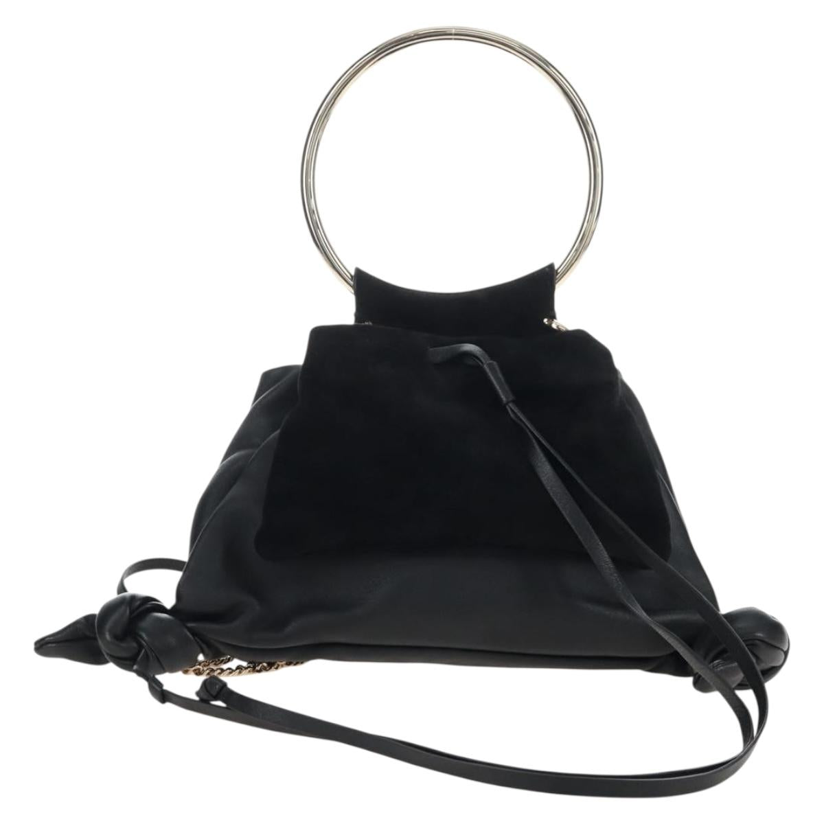 Chloe Chain Arlene Shoulder Bag Leather 2way Black Gold Auth 210301V