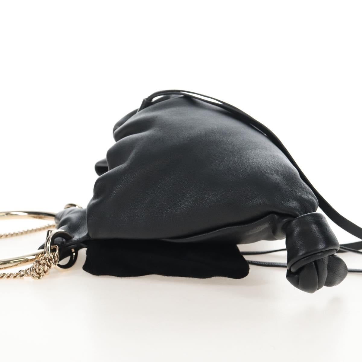 Chloe Chain Arlene Shoulder Bag Leather 2way Black Gold Auth 210301V