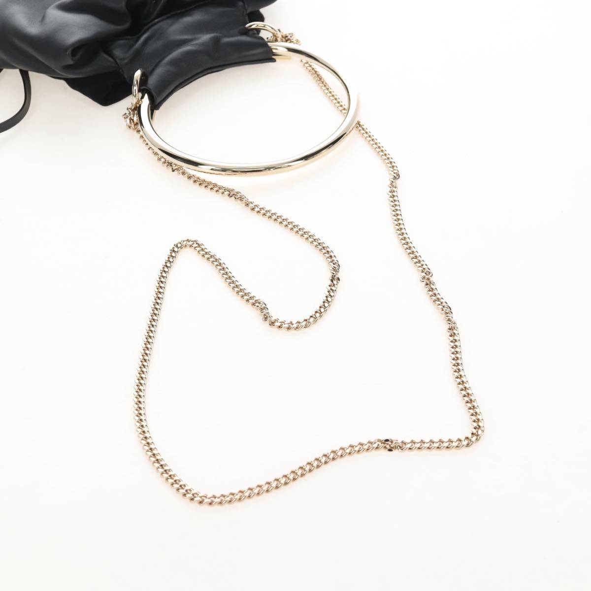 Chloe Chain Arlene Shoulder Bag Leather 2way Black Gold Auth 210301V