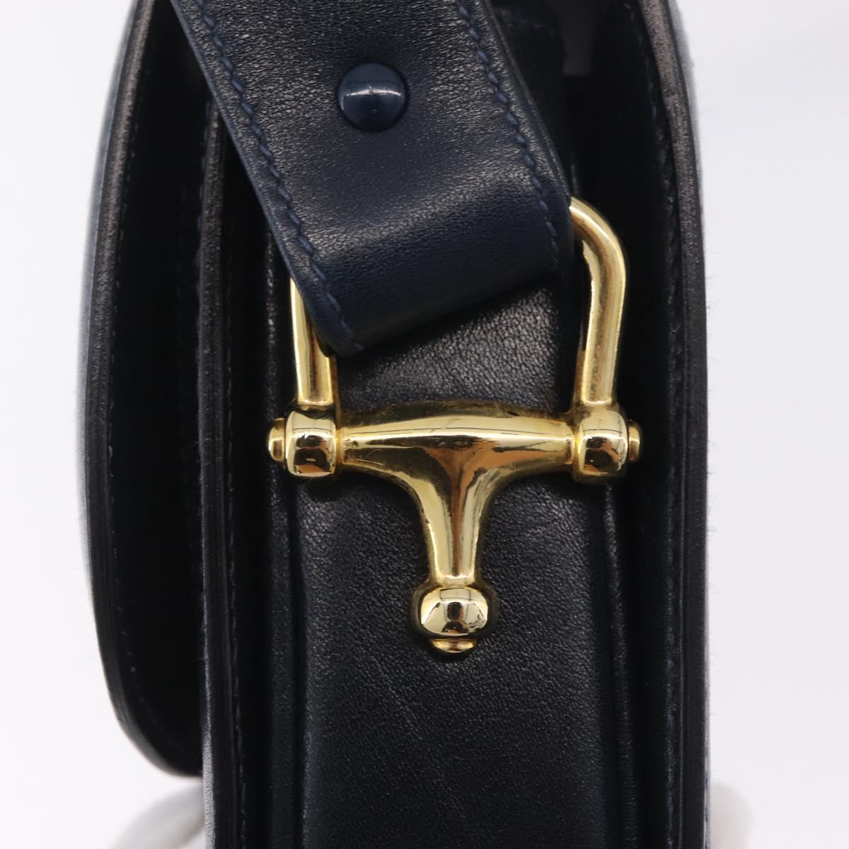 CELINE C saluki Shoulder Bag Canvas Navy Gold Auth 210302